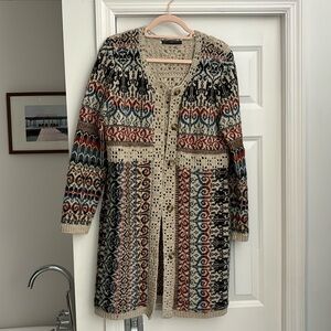 Peruvian connection wool long line cardigan sweater.